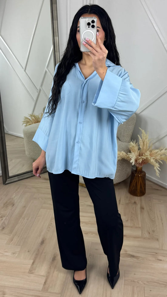 Relaxed Button - Down Blouse - Leeylaa