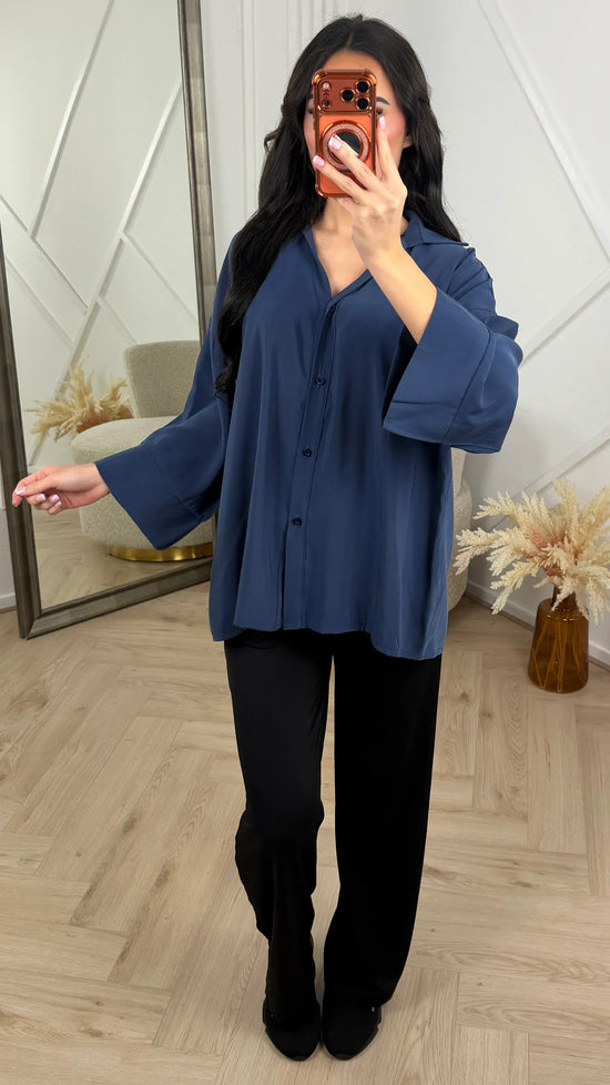 Relaxed Button - Down Blouse - Leeylaa