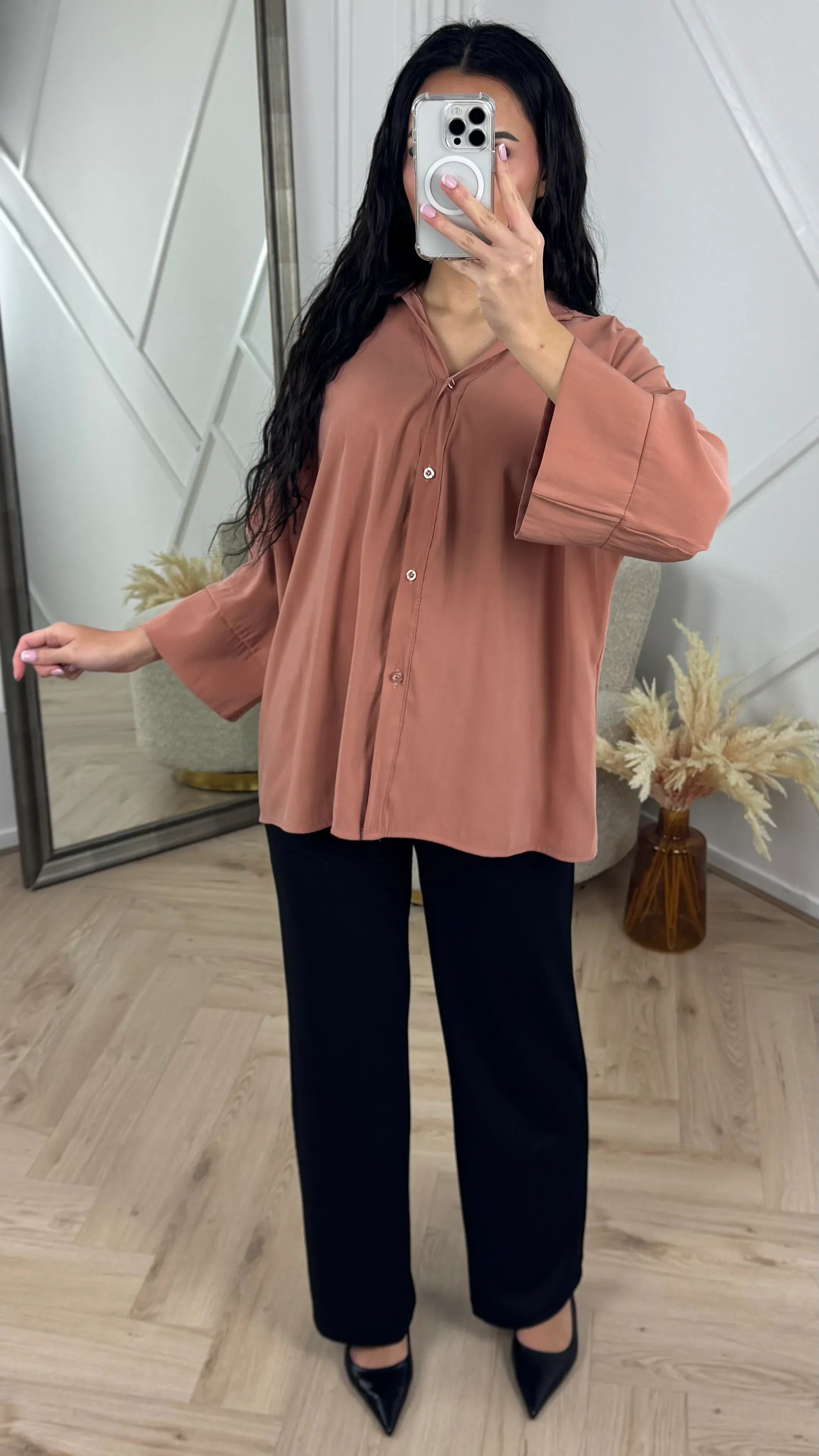 Relaxed Button - Down Blouse - Leeylaa