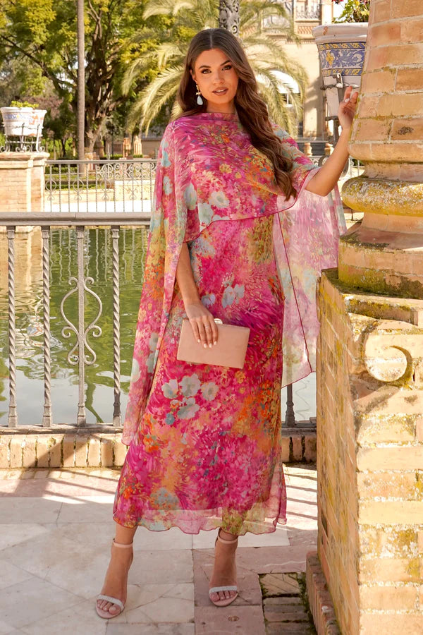 Floral Maxi Dress with Scarf