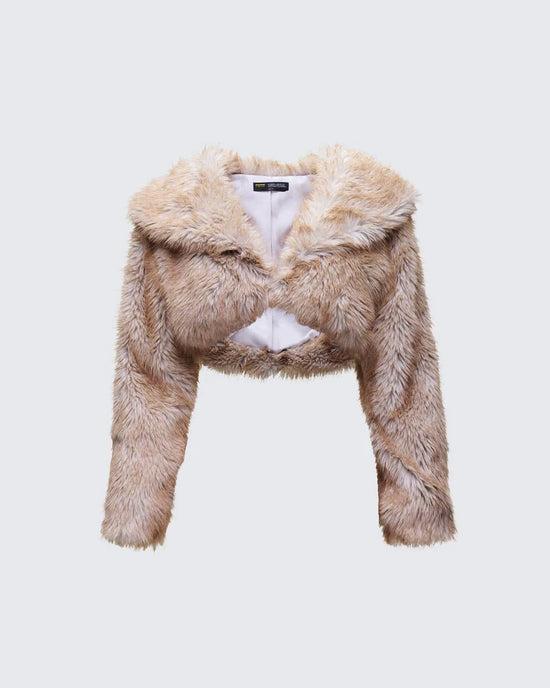 Chic Faux Fur Cropped Jacket - Leeylaa