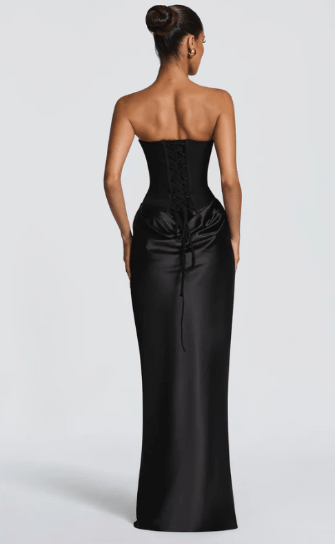 Elegant Satin Evening Dress - Leeylaa