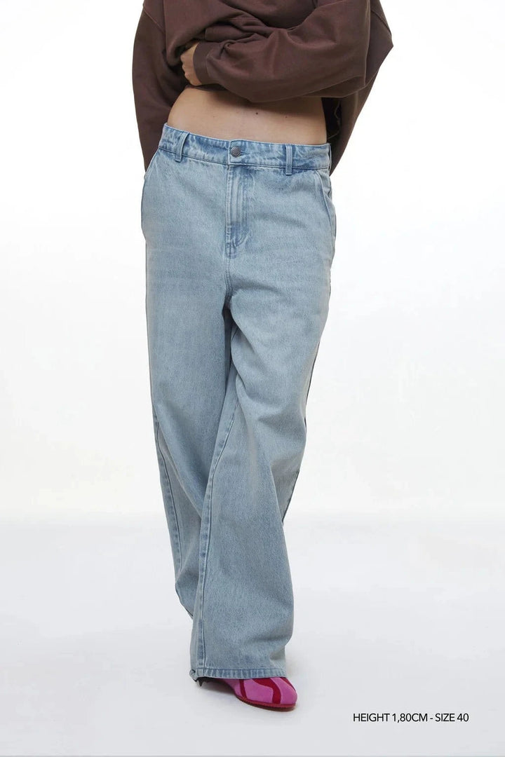 Effortlessly Stylish High - Waisted Denim Pants - Leeylaa