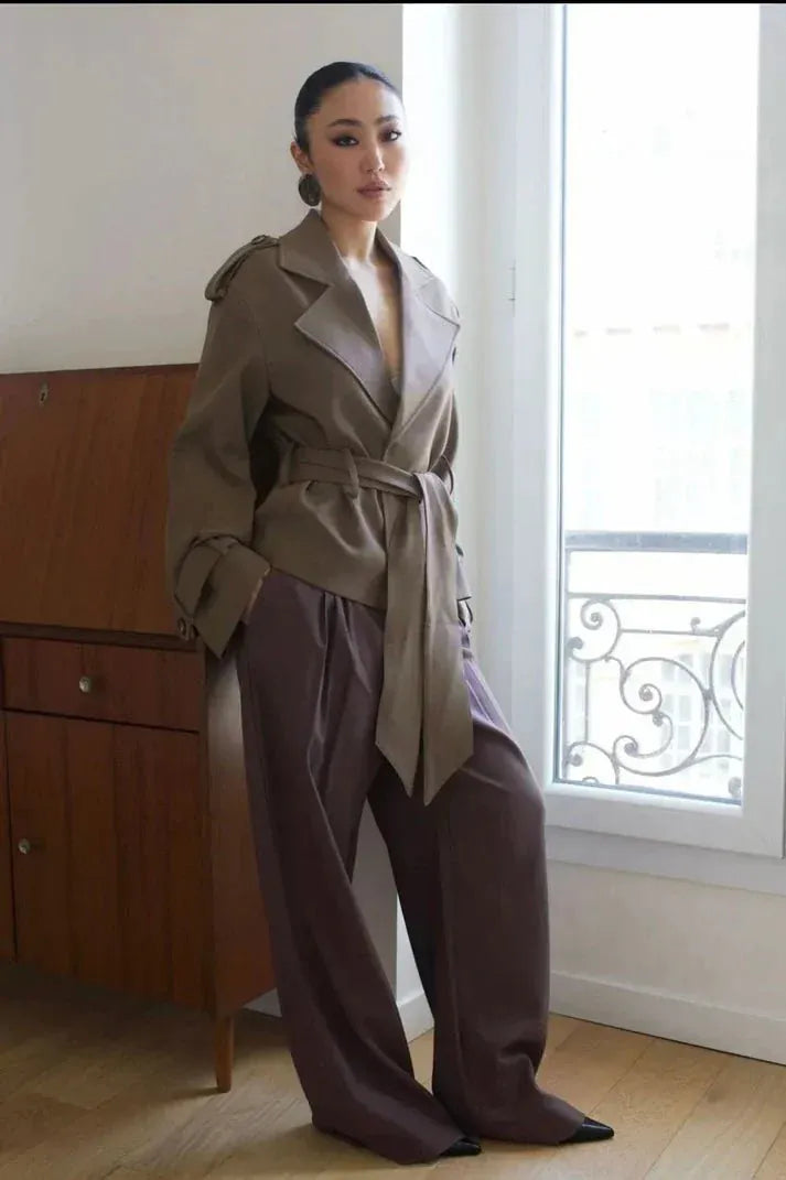 Chic Belted Coat - Leeylaa