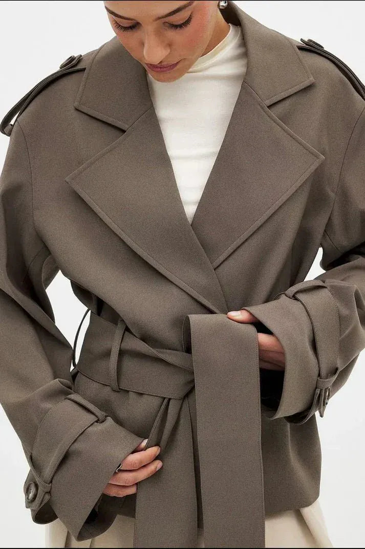 Chic Belted Coat - Leeylaa