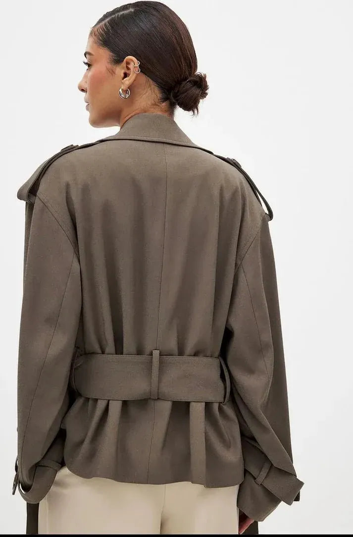 Chic Belted Coat - Leeylaa