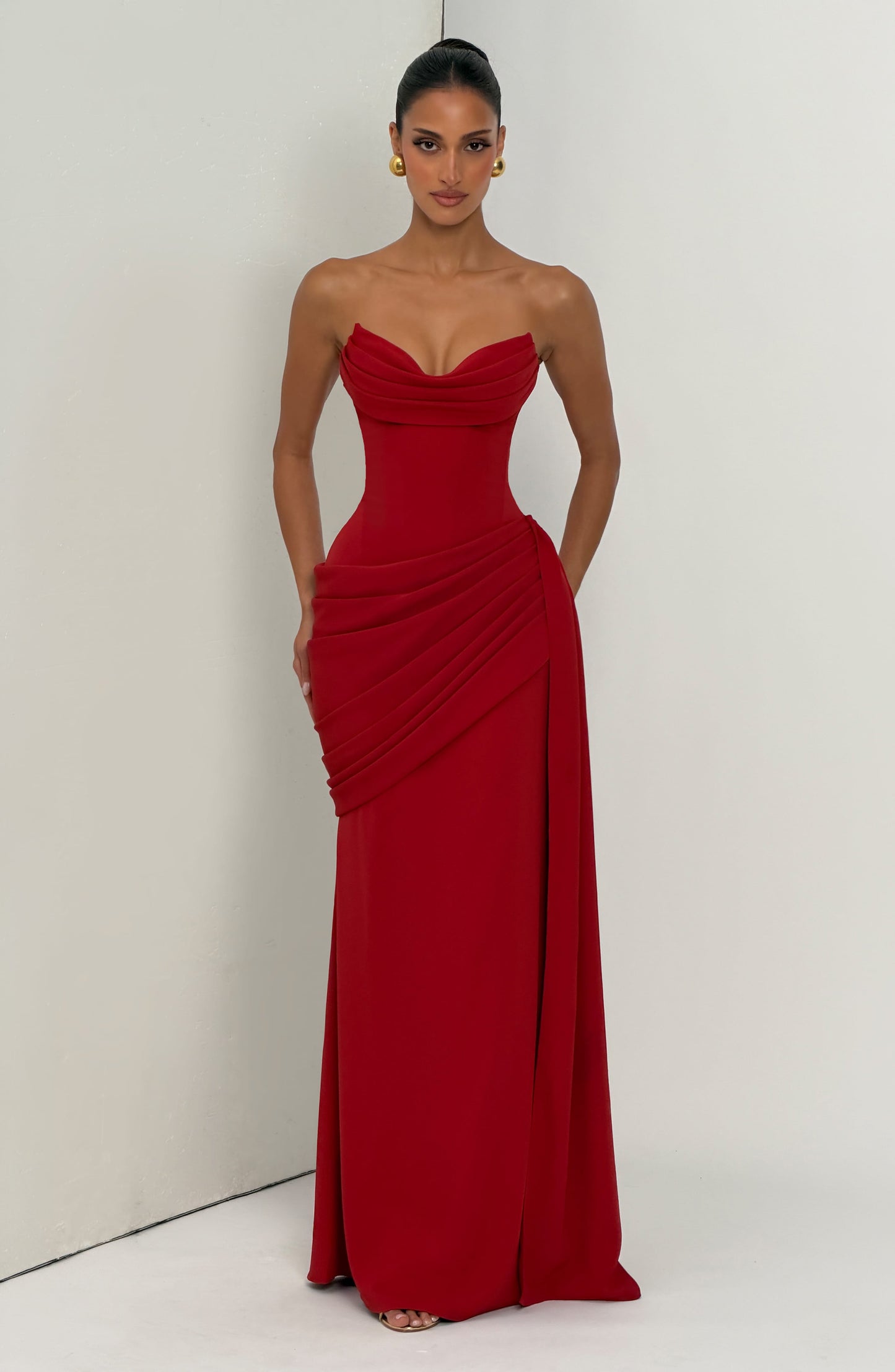 Pleated Cowl Gown