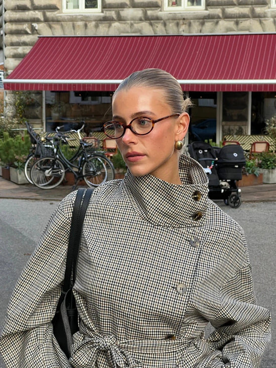 Houndstooth Belted Jacket - Leeylaa