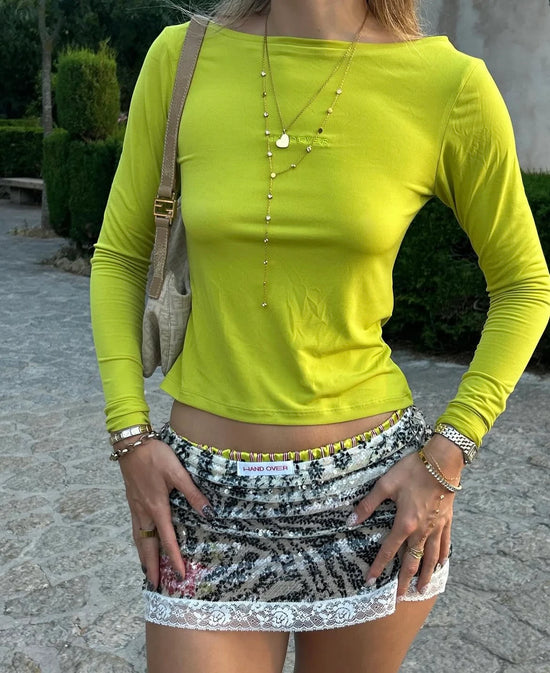 Hand Over Embroidered Long Sleeve Top