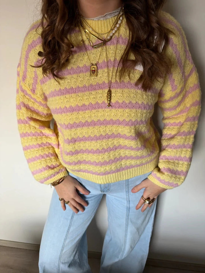Effortless Striped Knit Sweater - Leeylaa