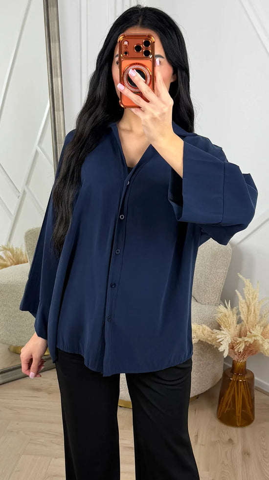 Relaxed Button - Down Blouse - Leeylaa