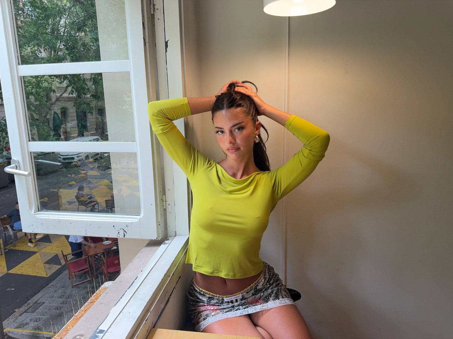 Hand Over Embroidered Long Sleeve Top