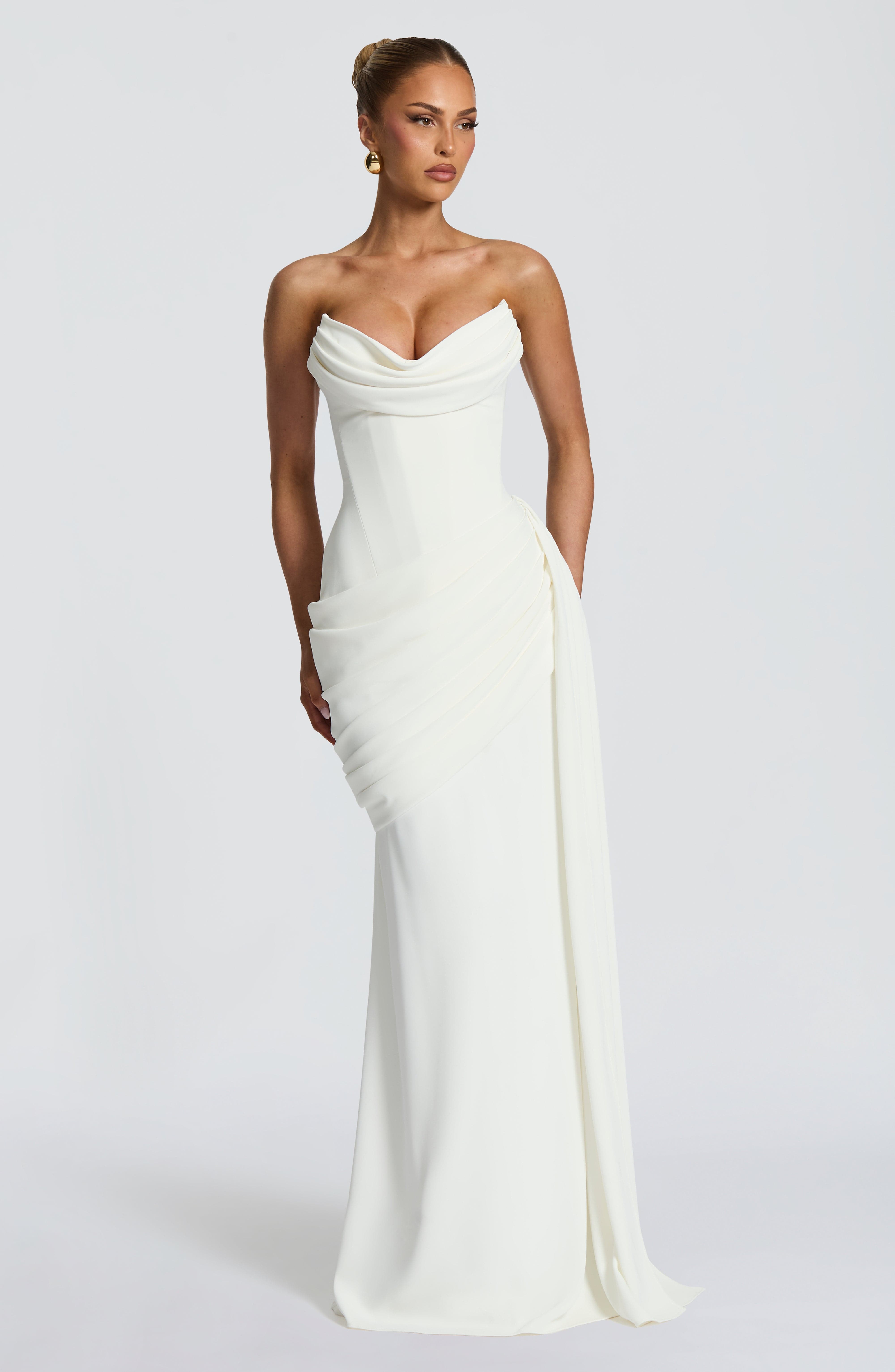Pleated Cowl Gown