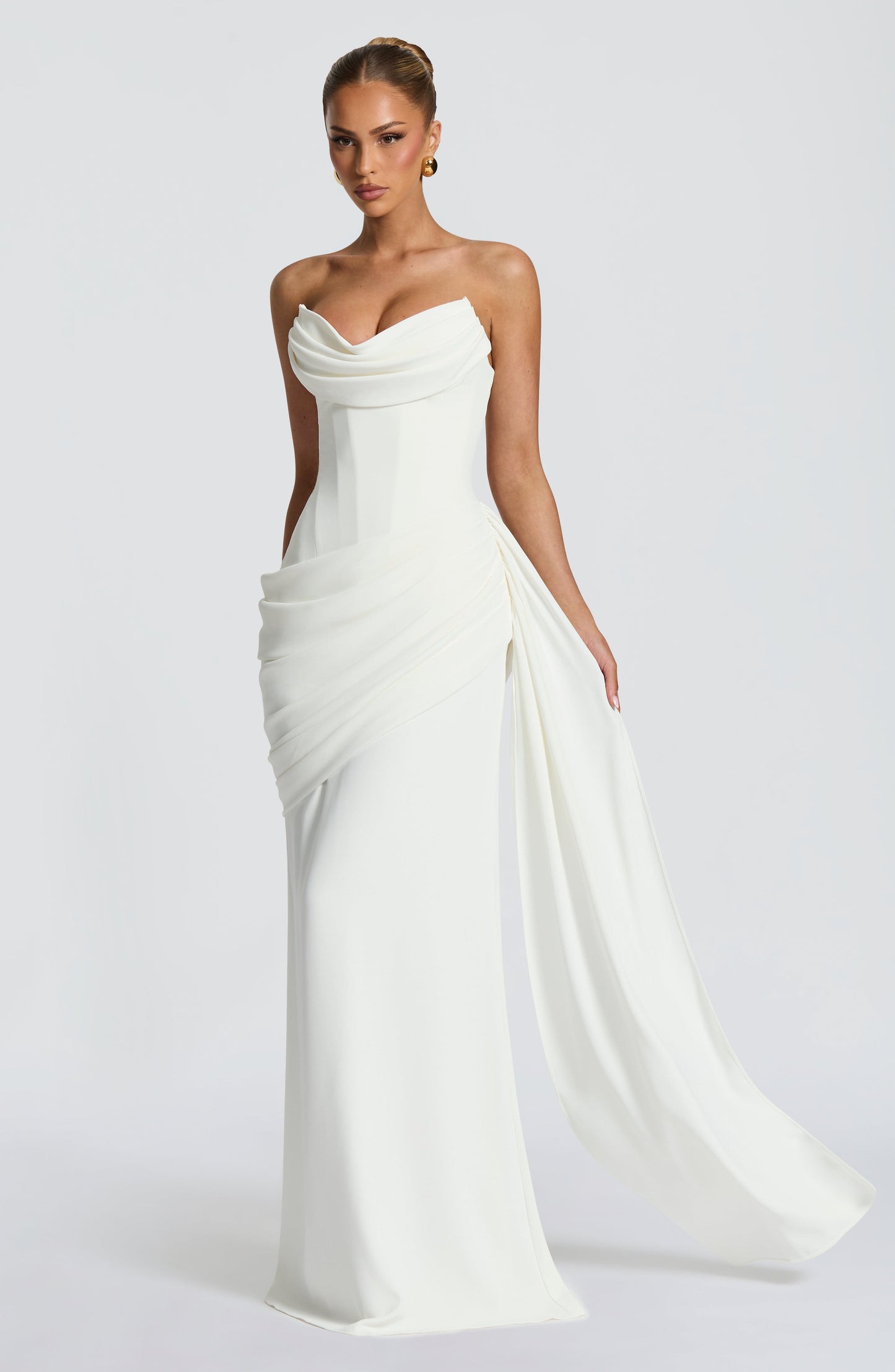 Pleated Cowl Gown