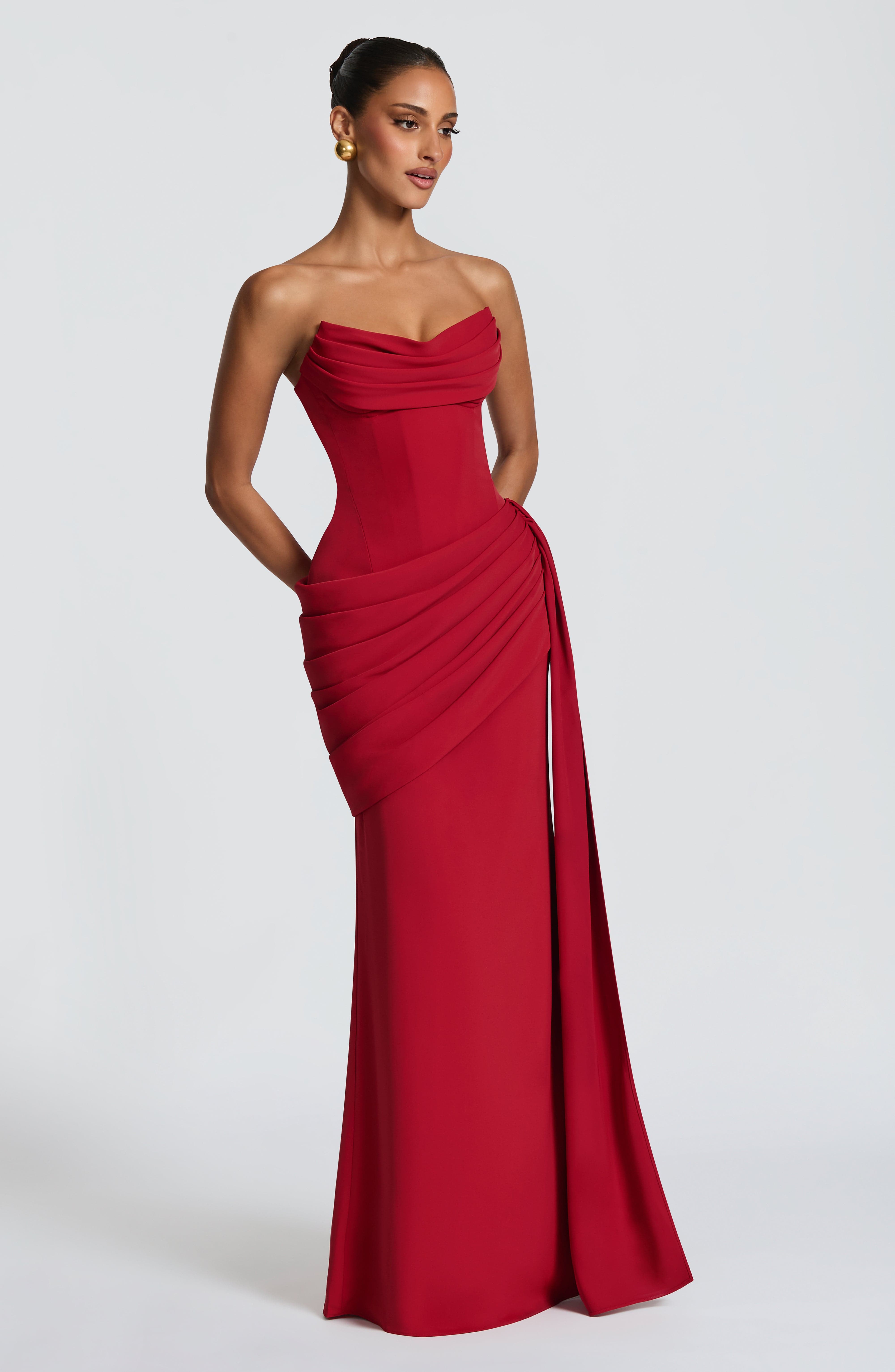 Pleated Cowl Gown