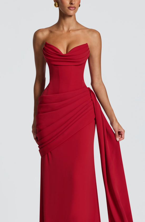 Pleated Cowl Gown