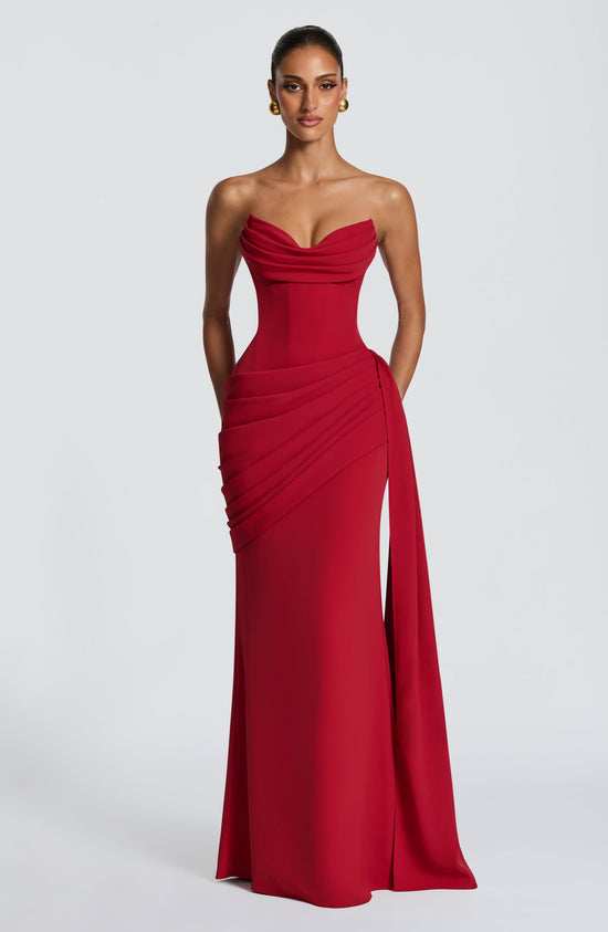 Pleated Cowl Gown