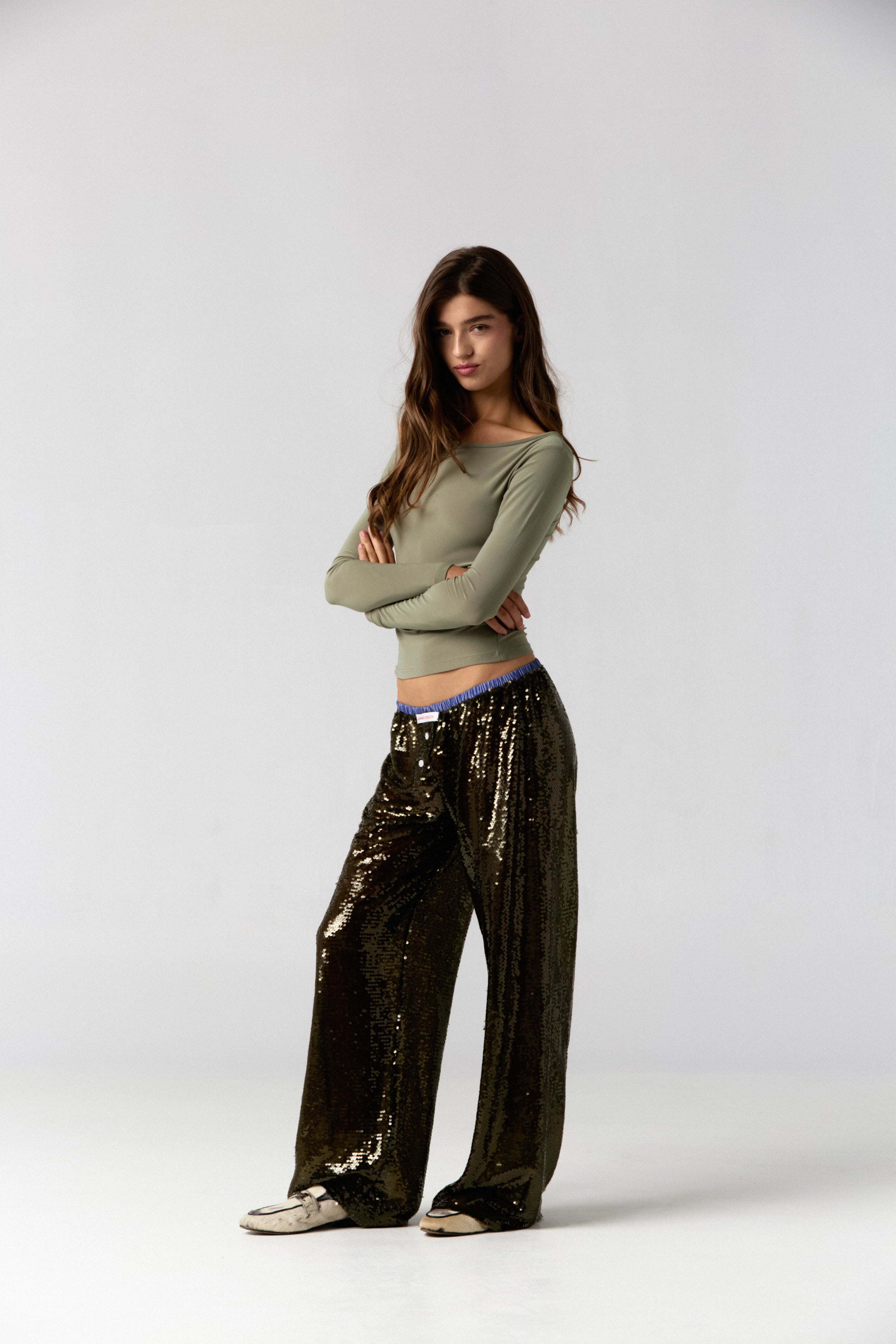 Hand Over Embroidered Long Sleeve Top