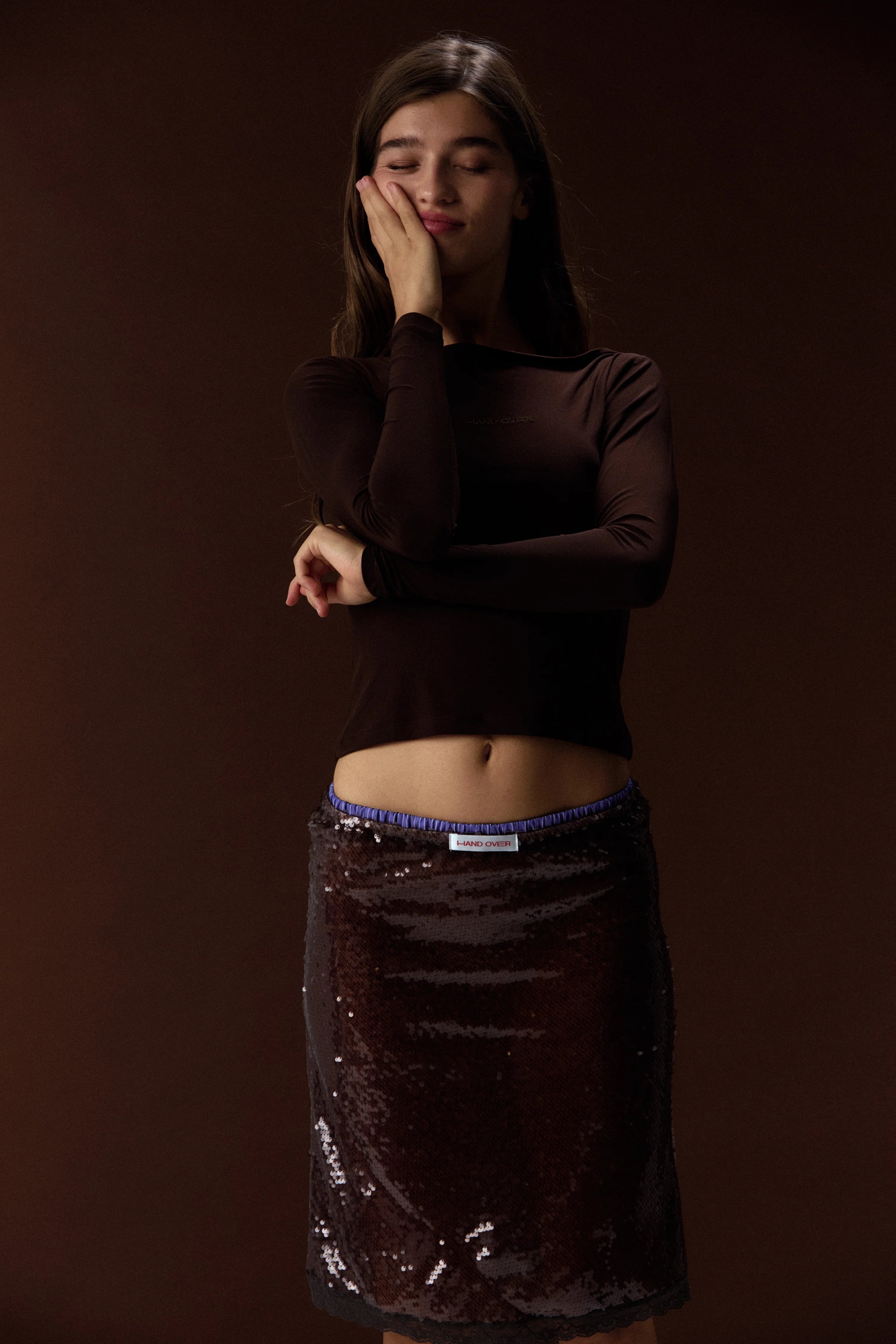 Hand Over Embroidered Long Sleeve Top