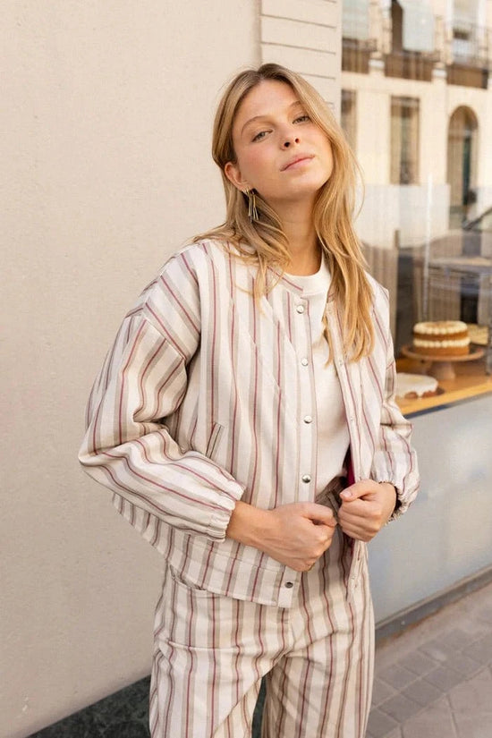 Striped Button - Down Set - Leeylaa
