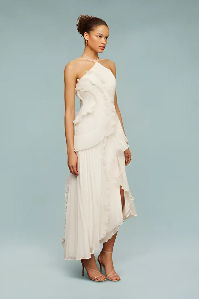 Ruffled Pleated Maxi Dress