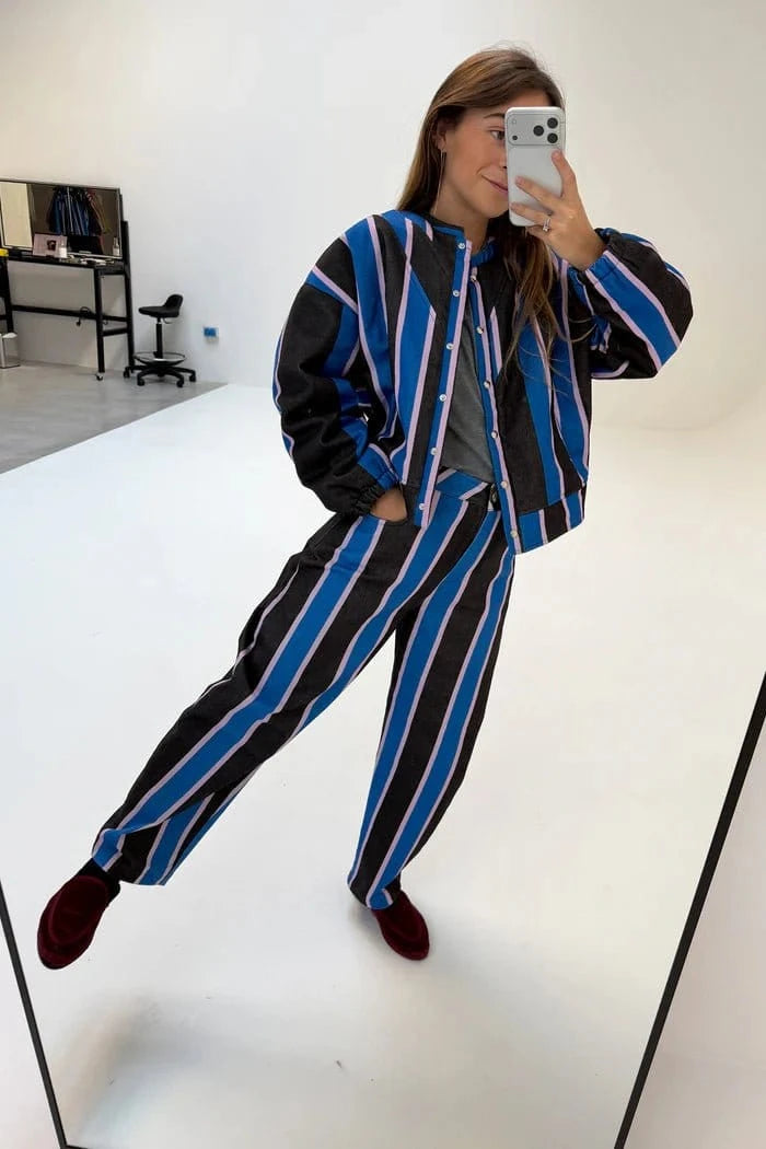 Striped Button - Down Set - Leeylaa