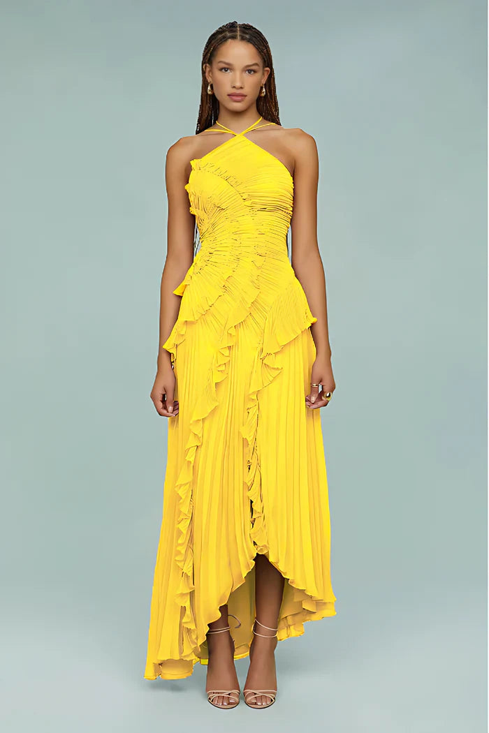 Ruffled Pleated Maxi Dress